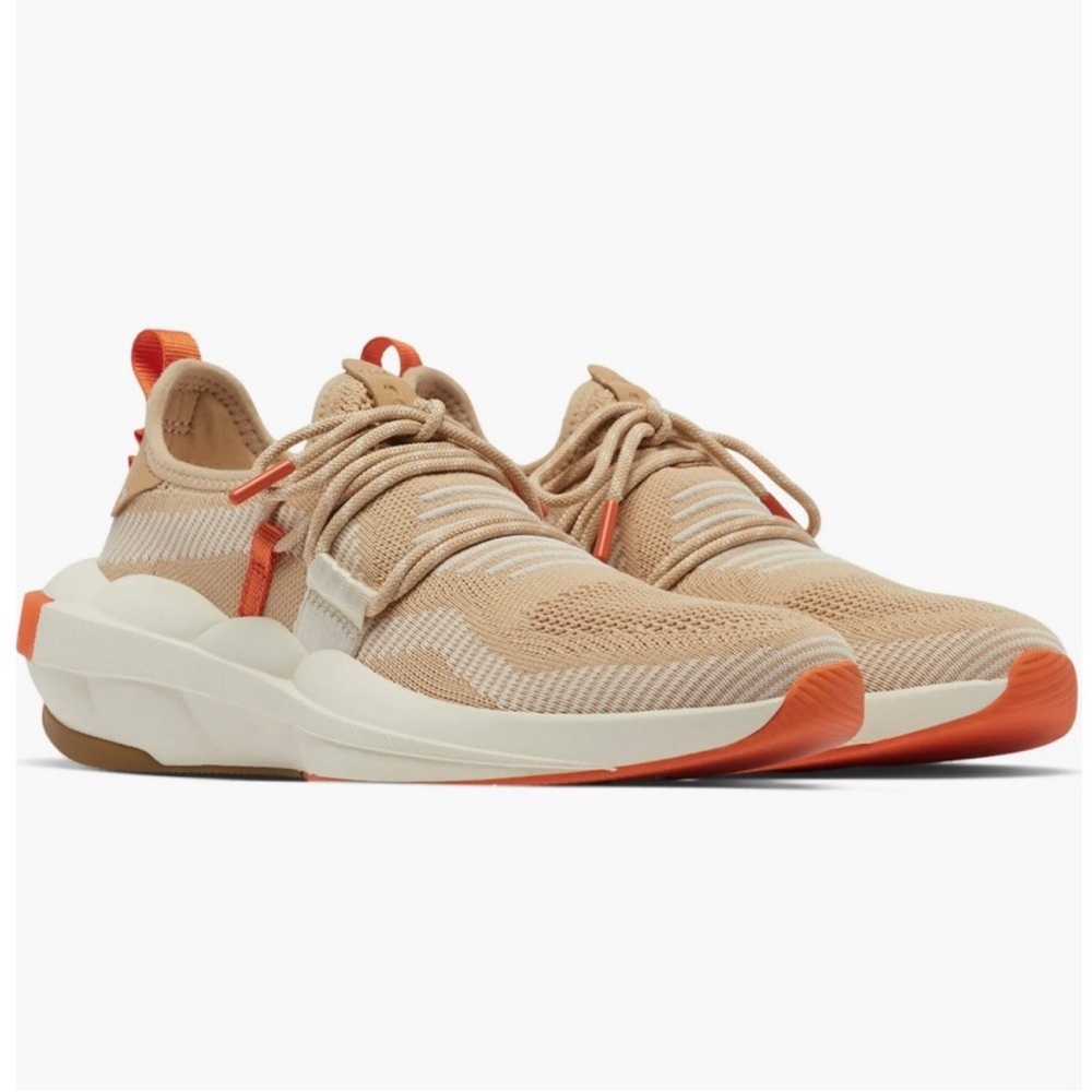 Sorel Women's Knit Lace-Up Sneakers in Beige and Orange